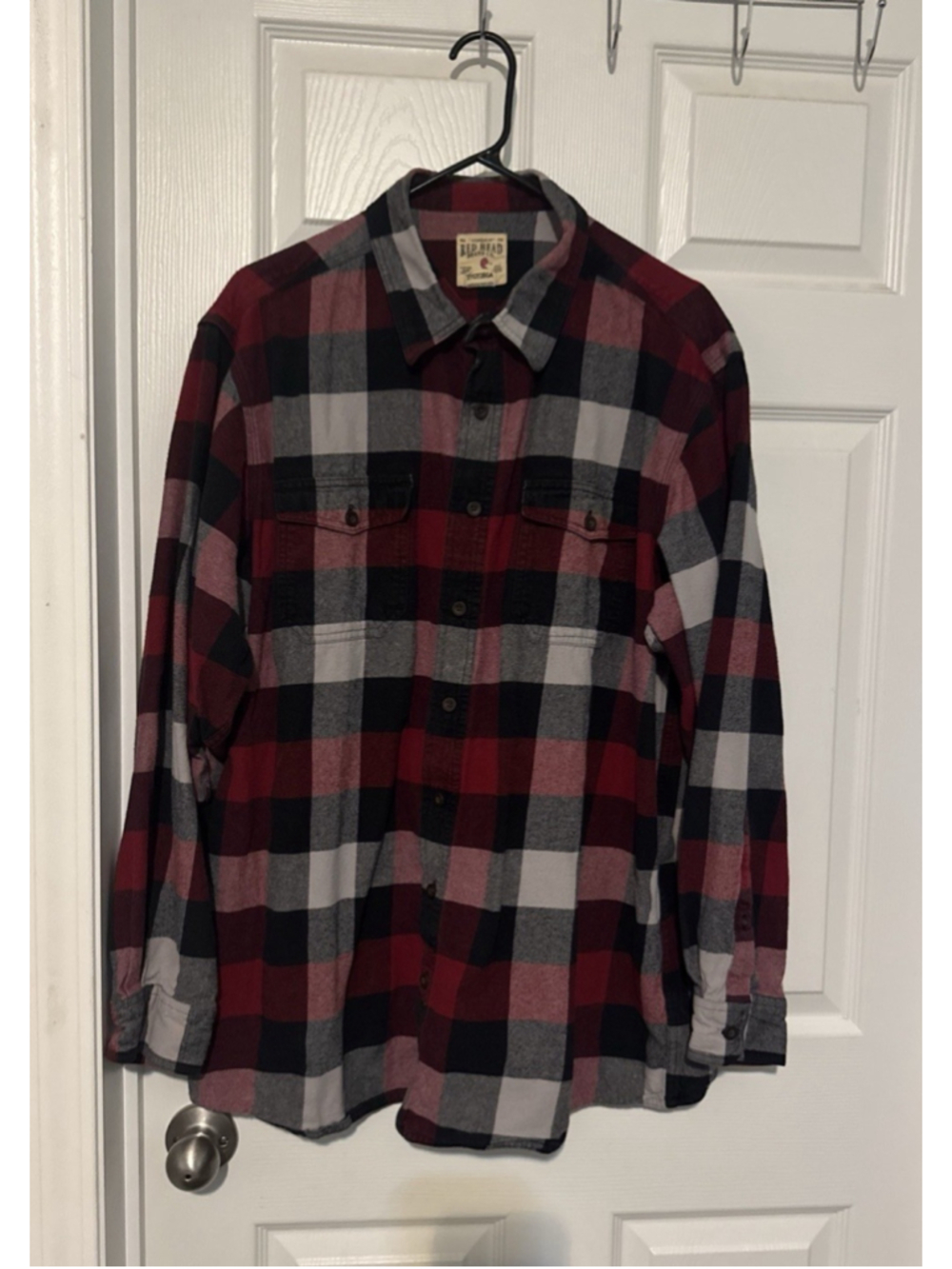 Red Head Brand Co. Men's Red Black White Plaid Flannel Long Sleeve Shirt 2XLT